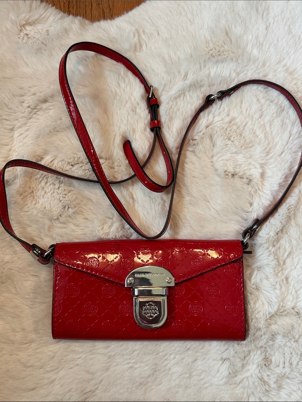 Red Patent Crossbody Wallet - Designer Style